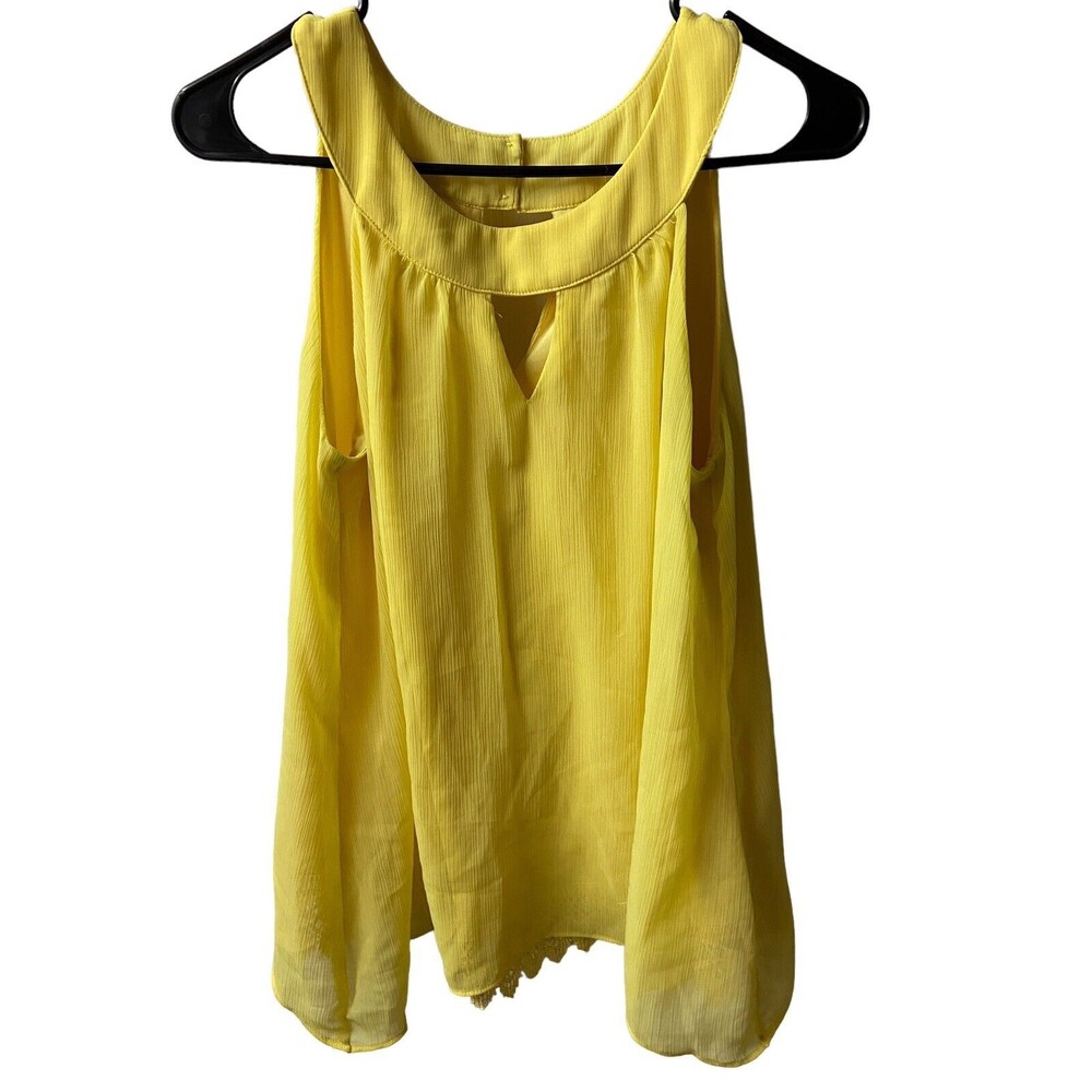 AB Studio Yellow Sleeveless Keyhole Tank Top
